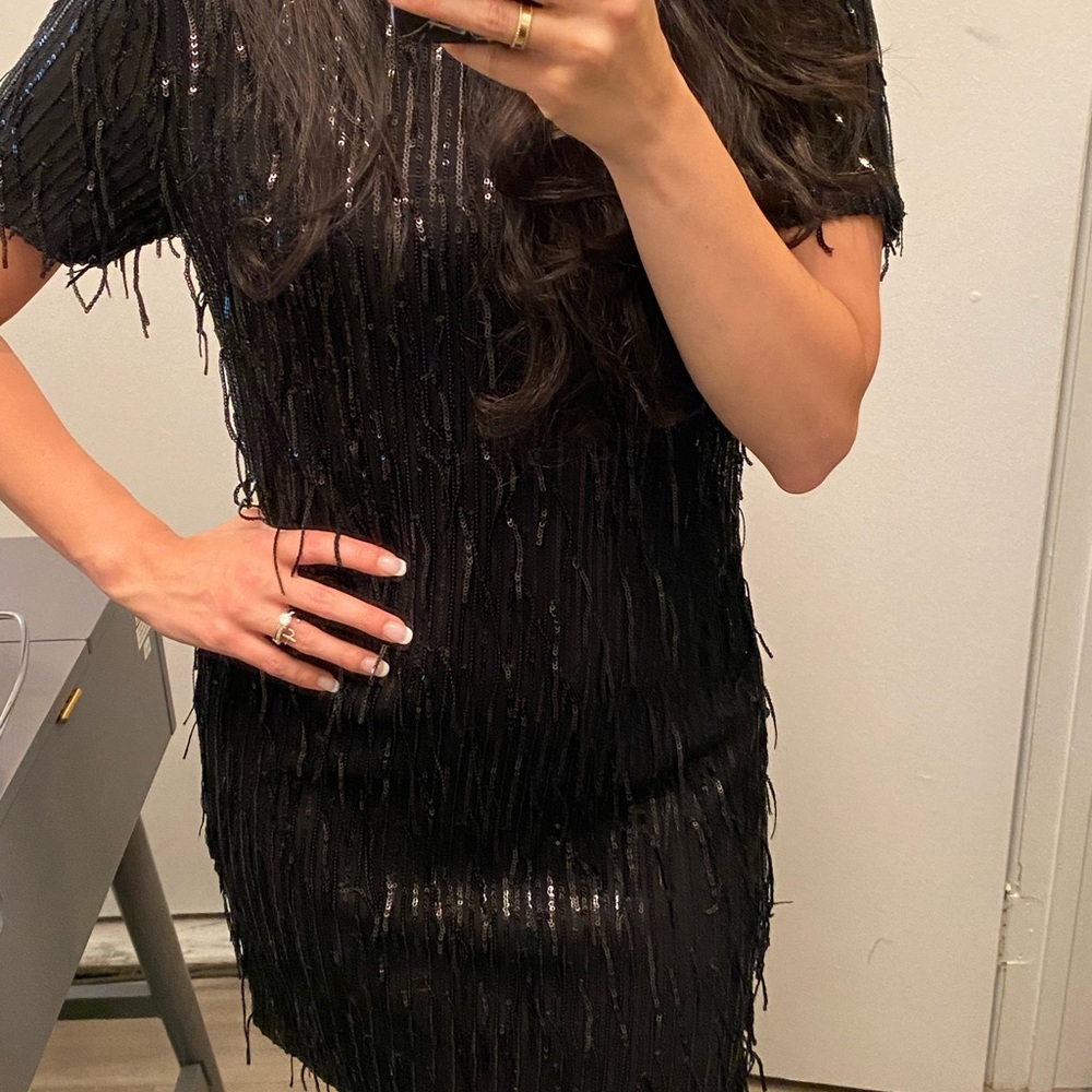 Black beaded sequin mini dress-size small